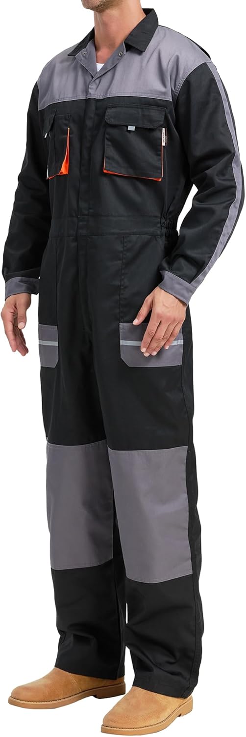 Skiennix Men's Work Coveralls - Multi-Pocket Mechanic Jumpsuit | Durable One-Piece Workwear