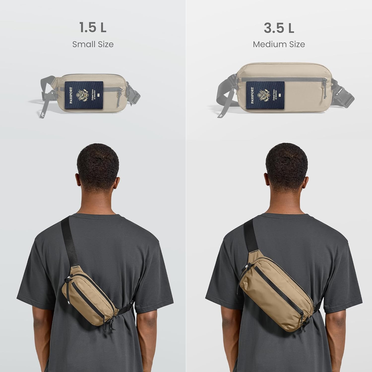 tomtoc Sling Bag - 3.5L RFID Blocking Crossbody Chest Pack | Water-Resistant Lightweight for Travel