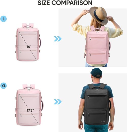 BALEINE Travel Backpack - Large Sturdy Laptop Bag for Business & Hiking | Pink Color