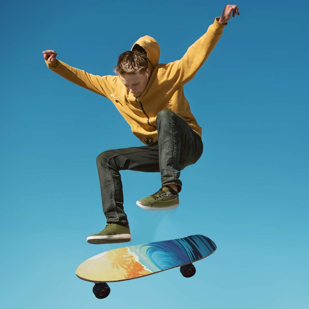senya Skateboard Grip Tape Wave Sunrise Palm Trees Longboards Griptape Sandpaper for Rollerboard