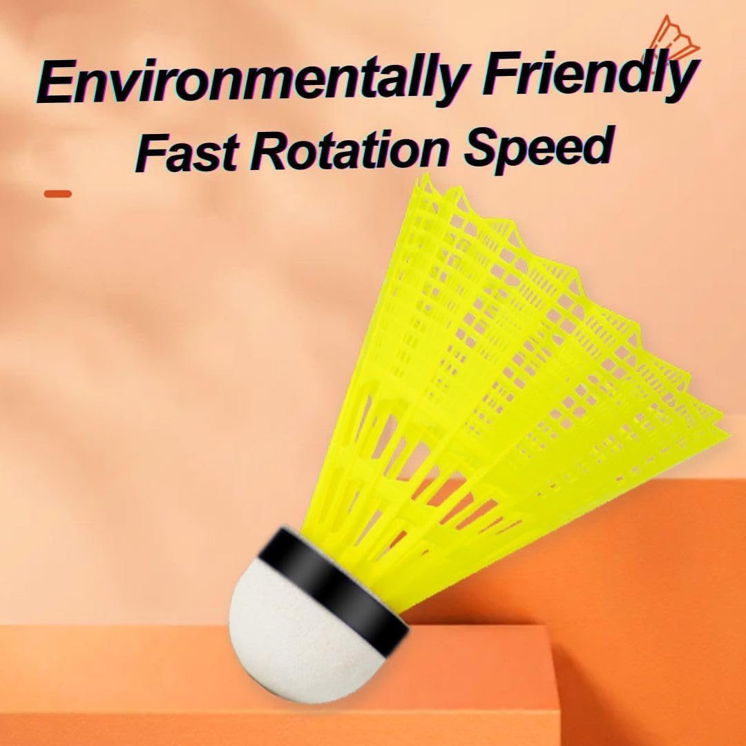 vicleo Bedminton Shuttlecocks, Nylon Badminton Birdies Stable & Durable Balls for Indoor and Outdoor Training/Competition King N350 Slow Speed-6PCS (Yellow)