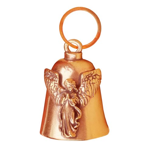 Solid Brass Guardian Angel Motorcycle Bell with Angel Praying Wings Design for Biker Ride Safe Good Luck & Protection – Gremlin Bell Keychain Gift for Riders Men Women