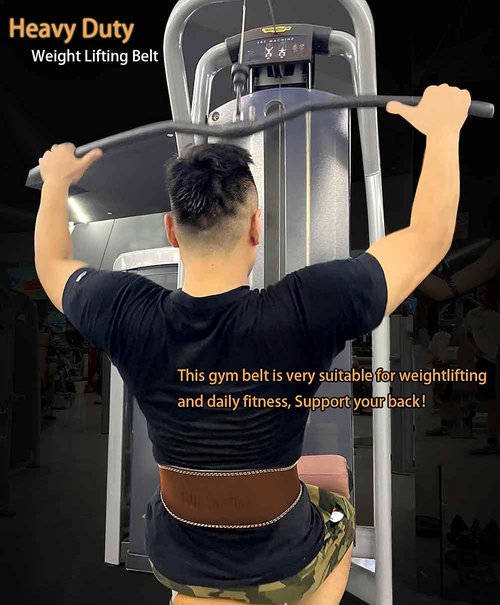 Nicynin Leather Weight lifting Belts for Men - 6 Inch Padded Lumbar Back Support Belt, Workout Waist Brace for Weightlifting Powerlifting Deadlifts Squat Strength Training Fitness