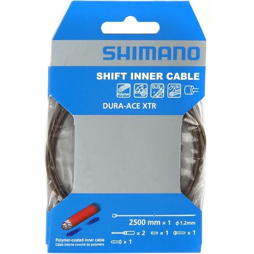 Shimano Polymer Coated Shift Inner Cable 1.2Mm X 2500Mm Bicycle Cables