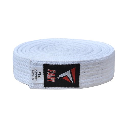Fadi Sports Martial Arts Belt for Karate, Judo, Aikido and Taekwondo - Durable Cotton-Polyester Blend for Adults and Kids (White, 00)