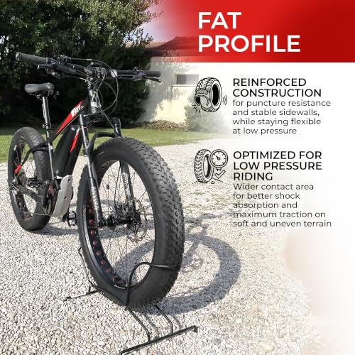 Fincci 26x4.0 Fat Mountain Bike Tires - Foldable, Puncture Resistant, All-Terrain