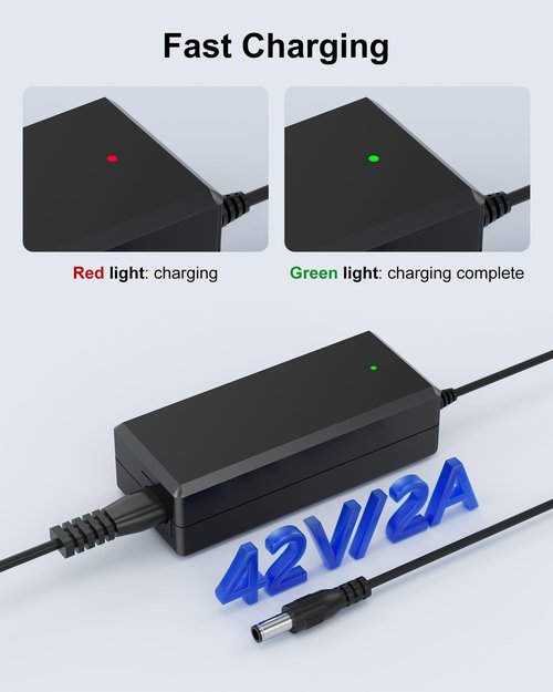 WUKUR 42V 2A Charger for Gotrax Electric Scooters Compatible with GoTrax GXL V2, G2, G3, G4, Apex, Glider, XR Elite, XR Ultra, Power Supply Adapter for 36V Lithium-ion Battery, 9.8Ft