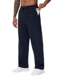 THE GYM PEOPLE Men's Baggy Fleece Workout Sweatpants with Pockets Drawstring Lounge Athletic Running Pants Navy Blue