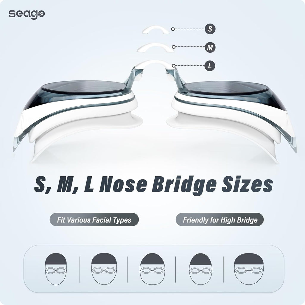 Seago Swimming Goggles - Anti-Fog & UV Protection | 2-Pack Silicone Swim Goggles for Adults