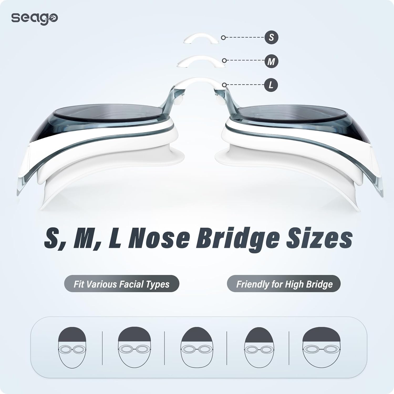 Seago Swimming Goggles - Anti-Fog & UV Protection | 2-Pack for Adults, Men & Women