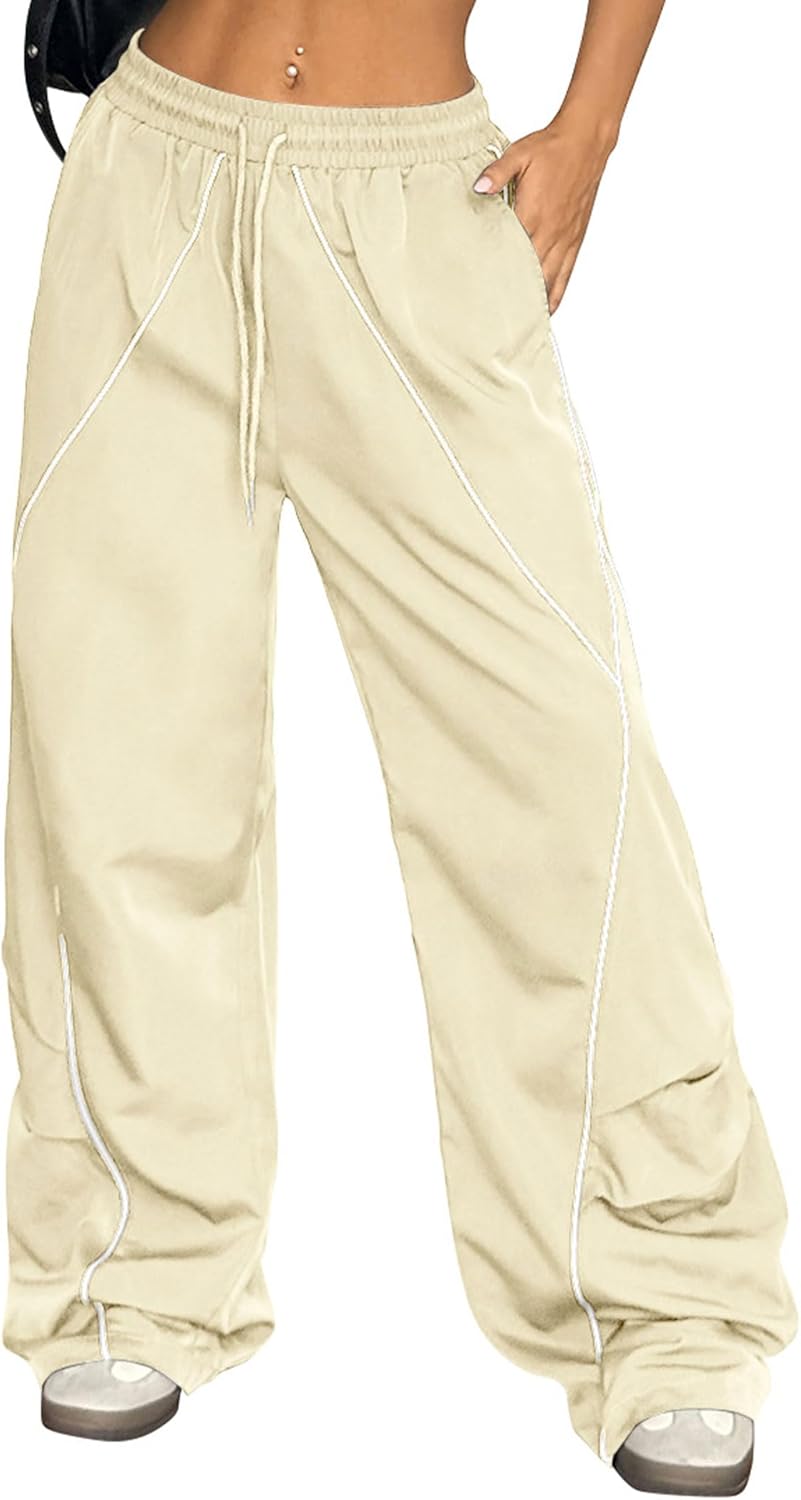ZAFUL Women's Baggy Wide Leg Sweatpants - Elastic Waist with Side Stripes | Comfortable Loose Fit Trousers
