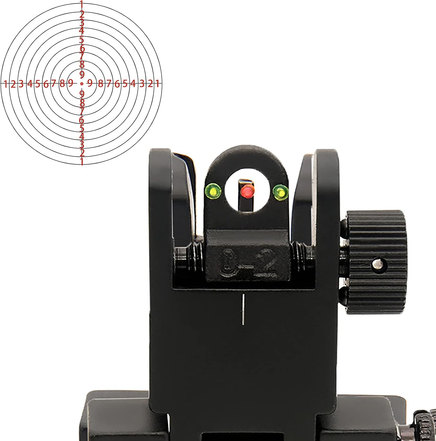 45 Degree Offset Flip Up Iron Sights - Low Profile Backup Fiber Optics with Red & Green Dots | Compatible with Picatinny Weaver Rails