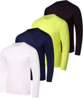 Real Essentials Men's Long Sleeve Dry Fit T-Shirts - UPF 50 Sun Protection for Hiking & Gym | 4 Pack