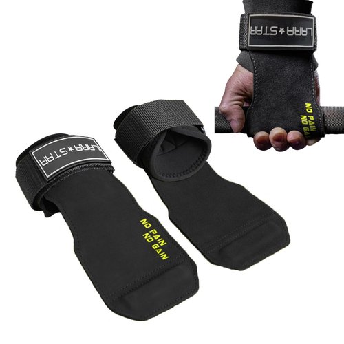 LARA STAR Weight Lifting Wrist Hooks Straps for Maximum Grip Support - Deadlift Gloves Grip Pads Alternative in Fitness Gym Power Training Pull Up Deadlifting & Shrugs
