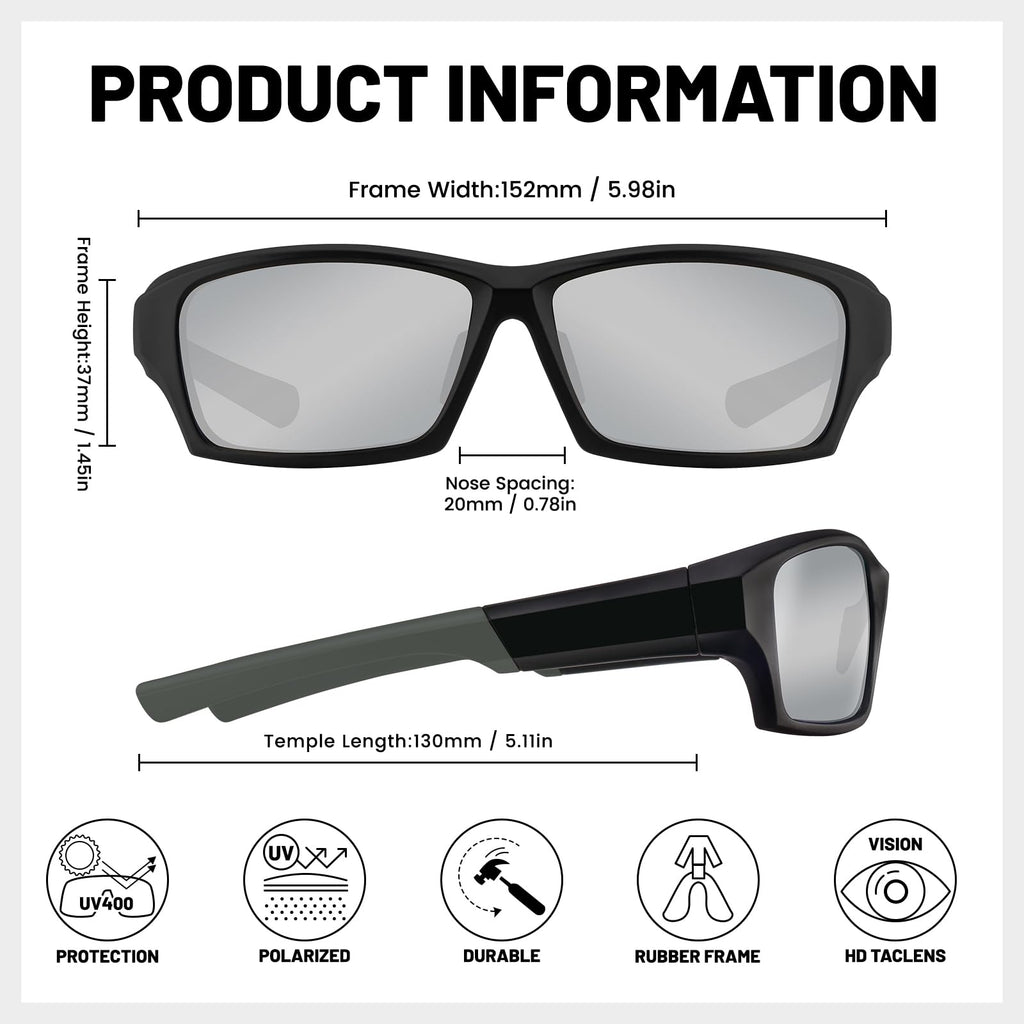 RSQQAV Polarized Sports Sunglasses for Men Women,Driving Fishing Cycling Mountain Bike Sunglasses UV400 Protection