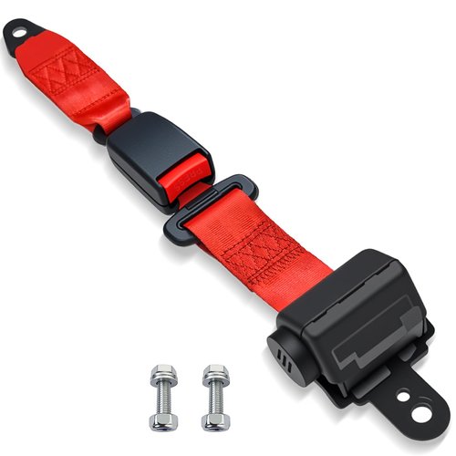 Orle Oko Retractable Golf Cart Seat Belts, Compatible with EZGO, Yamaha, Club Car DS Precedent Most Golf Cart(1 Set), for Golf Cart Frond and Rear Seats, Red