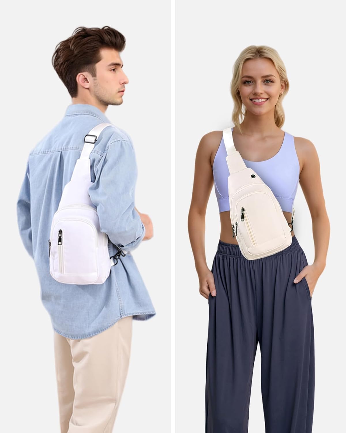 Seoky Rop Sling Bag - Versatile Crossbody Backpack for Travel & Hiking | Compact White Design