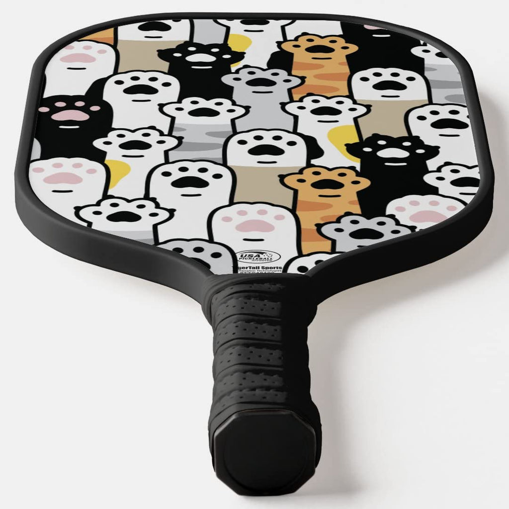 TigerTail Sports Cat Paws Colorful Design Pickleball Paddle, USA Pickleball Approved, Black Trim