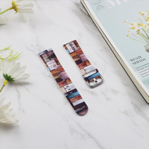 Jolook Wood Band for Fitbit Versa 4/3, Waterproof Sport Silicone Replacement bands Straps Compatible with Fitbit Versa 4/3 and Sense/Sense 2 - Wood Grain