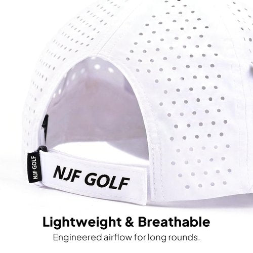 NJF Golf Adjustable Golf Hat Women, Breathable Golfing Cap with Tee Holder & Magnetic Ball Marker, High Ponytail Hats for Women, Lightweight with UPF UV Sun Protection, Golfing Sports Hat, White