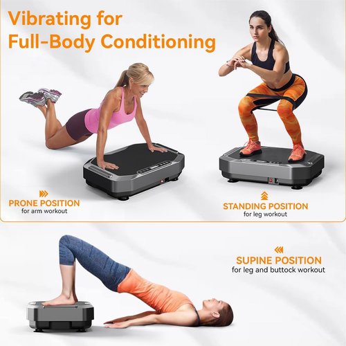 Fairgom Vibration Plate Exercise Machine with LED Display, Fitness Vibrating Lymphatic Drainage Full Body Workout Shaker for Weight Loss, Vibrate Fitness Platform with Cool Lights