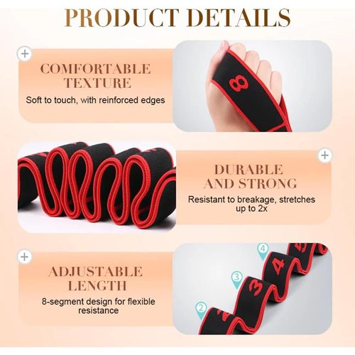 2PCS Fitness Resistance Band for Stretching and Yoga, Numbered Resistance Band with Clear Markings, 8-Section Elastic Training Bands for Yoga, Stretching, Pilates, Fitness (8 Grids)
