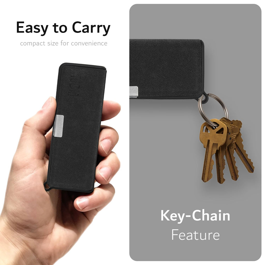 TUDIA Travel Leather Case Compatible with KardiaMobile 6L, Durable Leather Magnetic Closure with Key Holder Lightweight Slim Full Body Protective Carrying Case