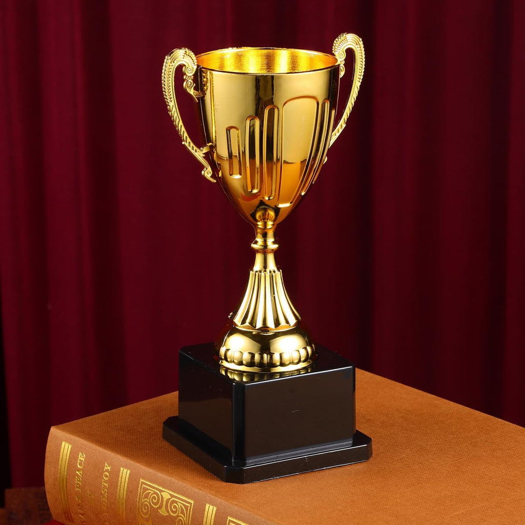 Yardwe Mini Gold Trophy Cup - 7.5 Inch Award with Black Square Base for First Place Recognition