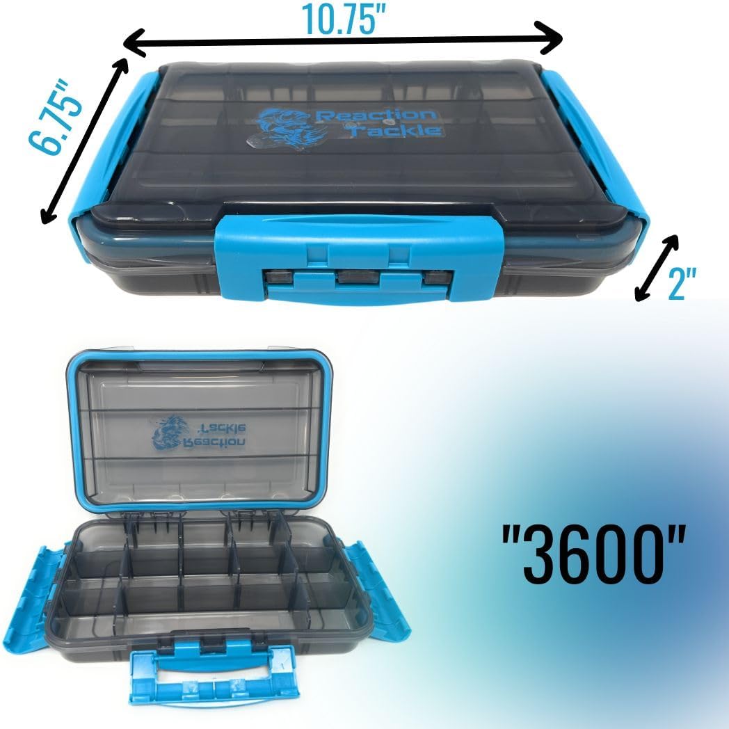 Reaction Tackle Ultimate Waterproof Tackle Box - 4-Pack of 3-Clip Trays with Removable Dividers for Easy Organization