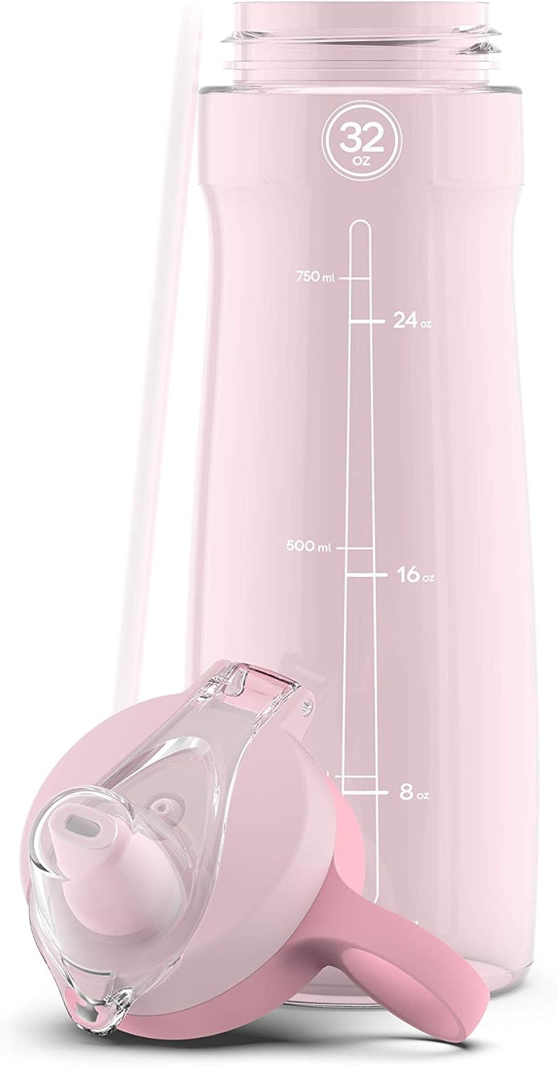 Pogo Water Bottle - BPA-Free Plastic with Soft Straw Lid & Carry Handle | Dishwasher Safe