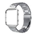 Simpeak Women Men Stainless Steel Band Strap with Stailess Steel Frame Compatible with Fitbit Blaze, Match Link Removal Tool, Silver