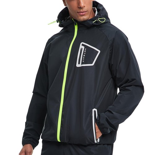 HOTSUIT Sauna Suit Workout Jacket - Men Boxing Anti Rip Sweat Suits Tops, Blue, L