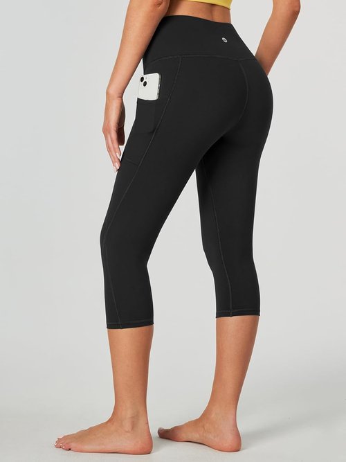 Heathyoga Capri Leggings - High Waisted Tummy Control Yoga Pants with Pockets for Women