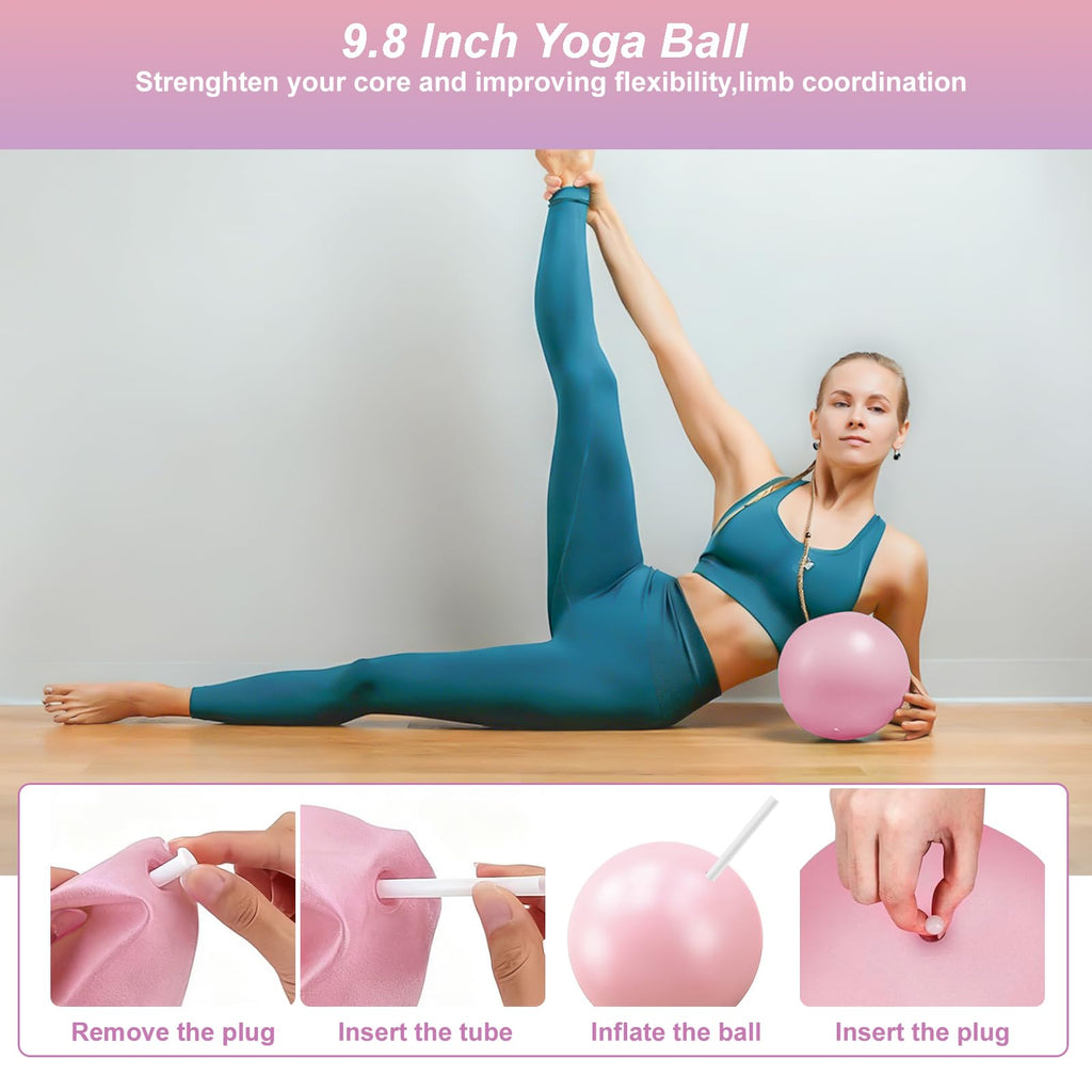 Pilates Kit,Home Pilates Ring Kit for Women,Pilates Equipment 15" Pilates Ring Plus and Ball Set with Pilates Ring, Pilates Ball, Resistance Bands, Figure 8 Band & Accessories Pilates Starter Kit