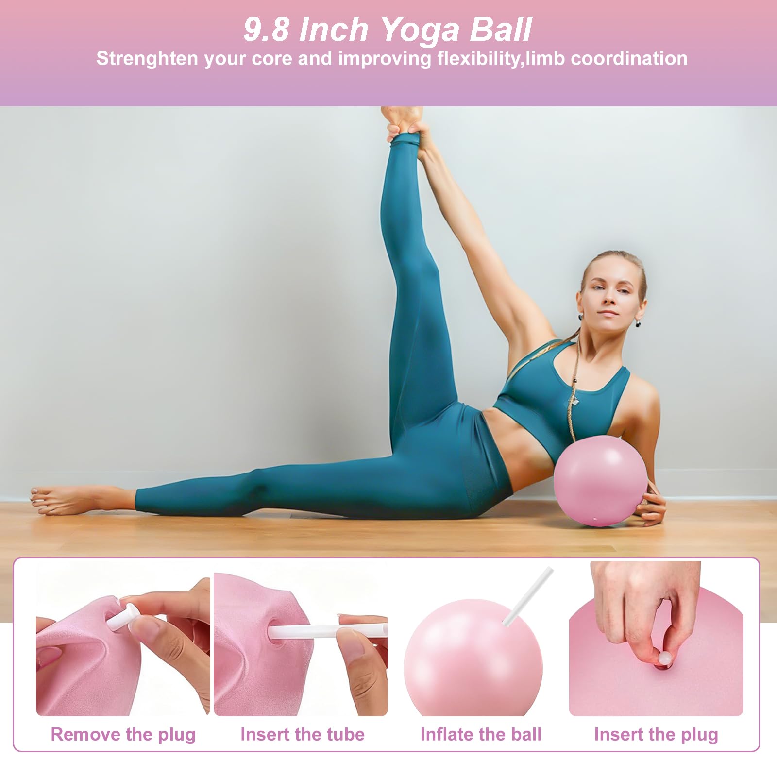 Pilates Kit,Home Pilates Ring Kit for Women,Pilates Equipment 15" Pilates Ring Plus and Ball Set with Pilates Ring, Pilates Ball, Resistance Bands, Figure 8 Band & Accessories Pilates Starter Kit