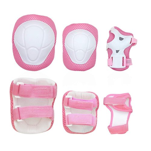 Luwint Kids Skating Cycling Protective Gear Set, Knee and Elbow Pads Wrist Guard for Boy Girl 3-7 Years (Pink)