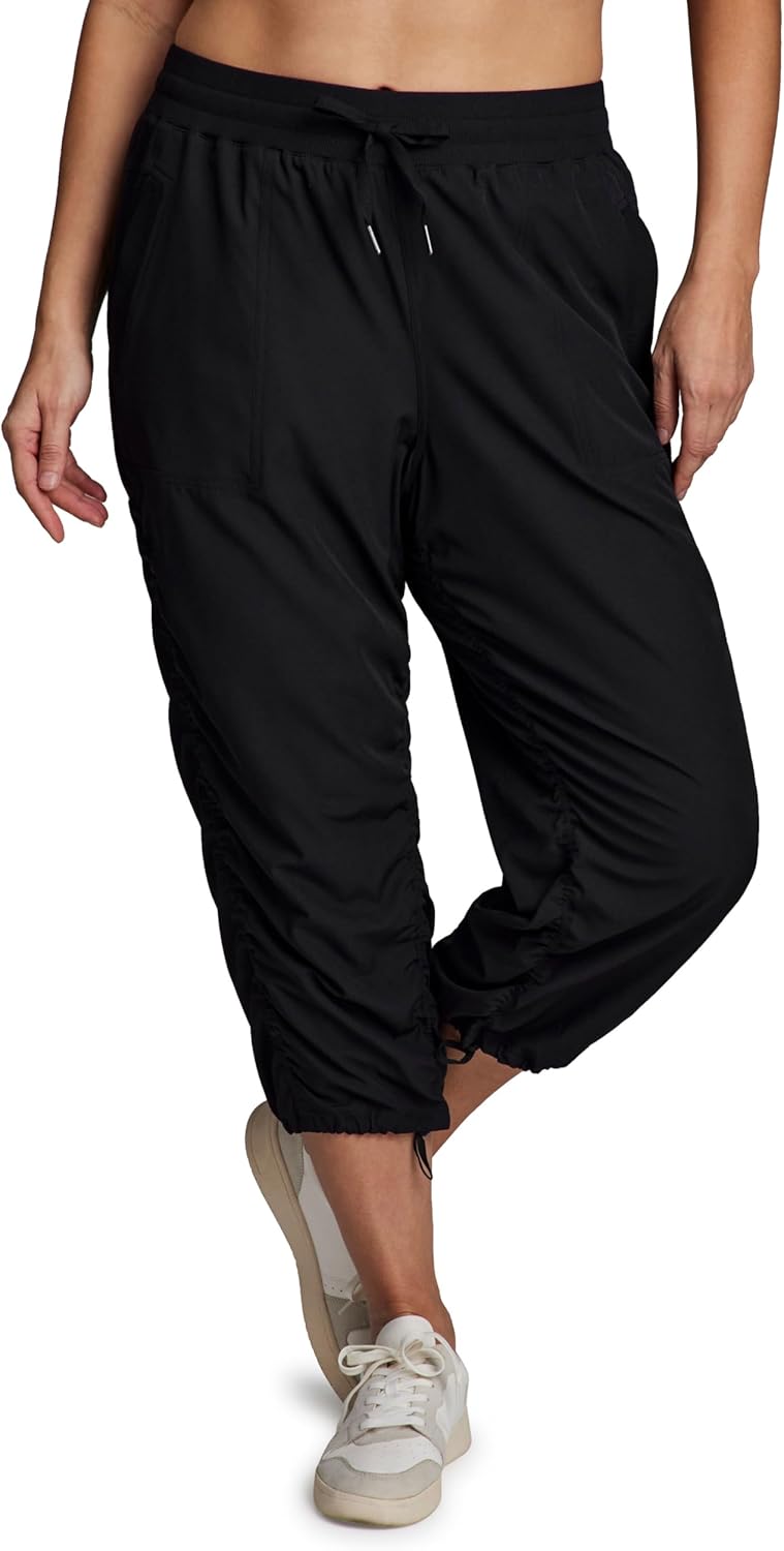 RBX Active Plus Size Capri Pants - Lightweight Woven Design with Drawstring | Comfortable Fit