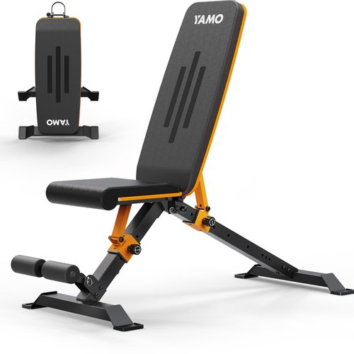 YAMO Adjustable Weight Bench for Full Body Workout, Foldable Workout Bench for Home Gym, Bench Press Strength Training, 800LB Weight Capacity, Incline Decline Flat Utility Workout Bench with Quick Folding Space Saving