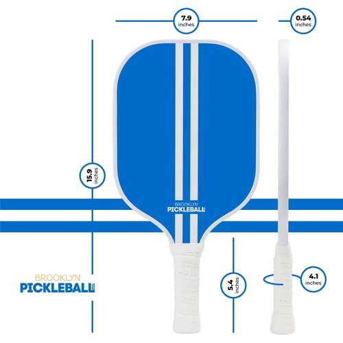 Brooklyn Pickleball Co. | White & Blue Pickle Ball Paddles | Carbon Fiber | Honeycomb Core | Ribbed Non-Slip Cushion Grip | Racket Pair | Pickle-Ball Paddles
