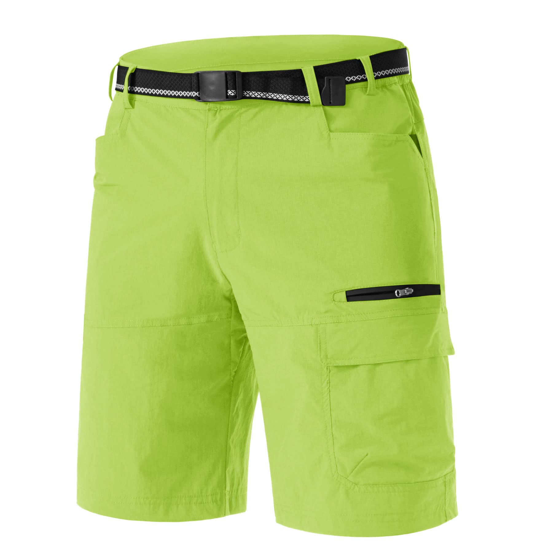 TACVASEN Men's Casual Shorts Lightweight Quick Dry Cargo Hiking Tactical Shorts Outdoor Summer with Zipper Pockets Yellow Green 40