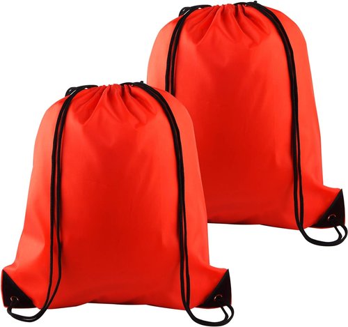 KUUQA Red Drawstring Backpack - 2-Pack Bulk Storage Bags for Easy Carrying and Organization