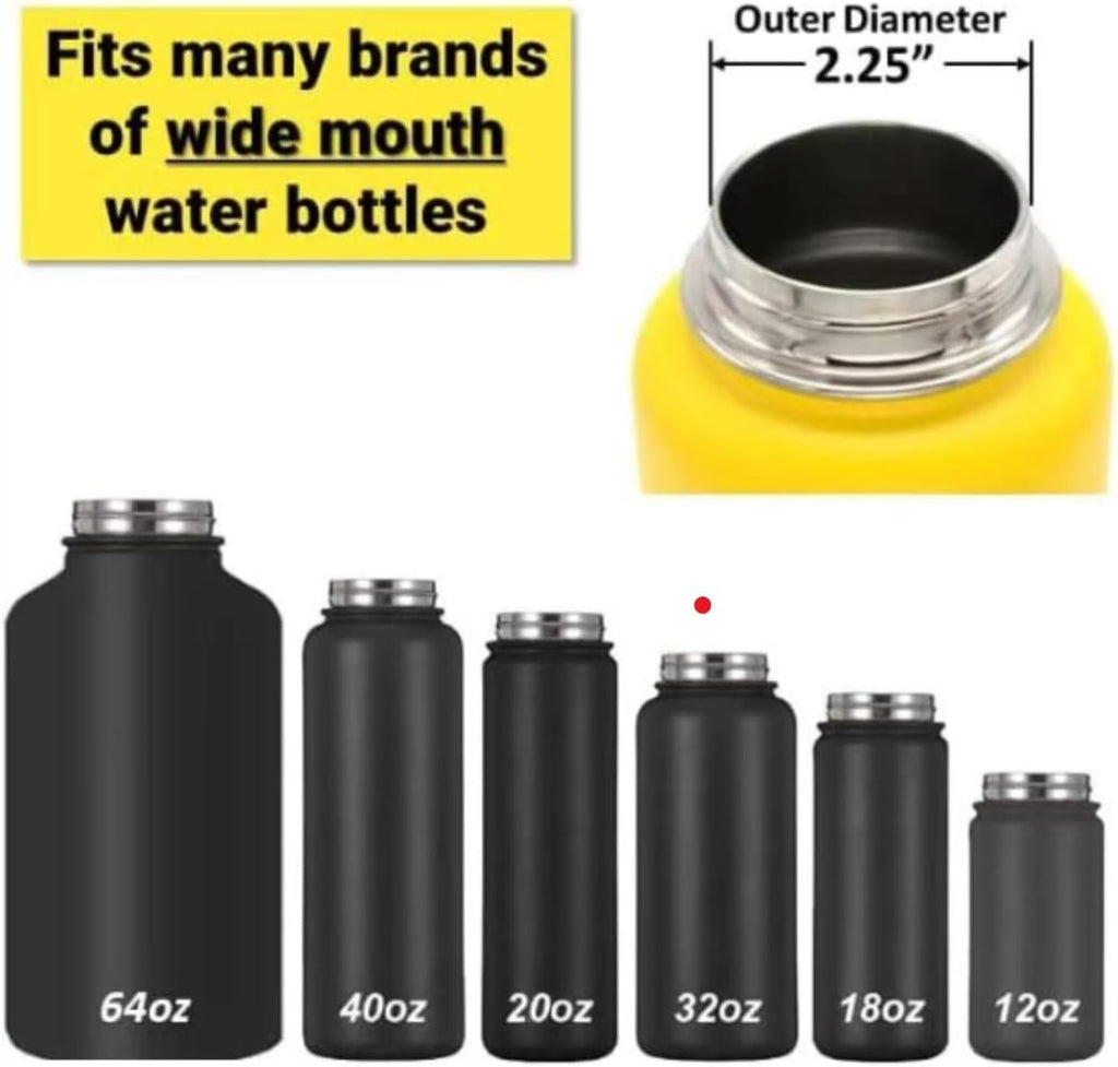Auto Flip Lid for Hydro Flask Wide Mouth 2 Pack, Great Spout Lid with Handle for 32 oz, 40 oz, Replacement Cap, Top Accessories for Wide Mouth Water Bottles (Black)