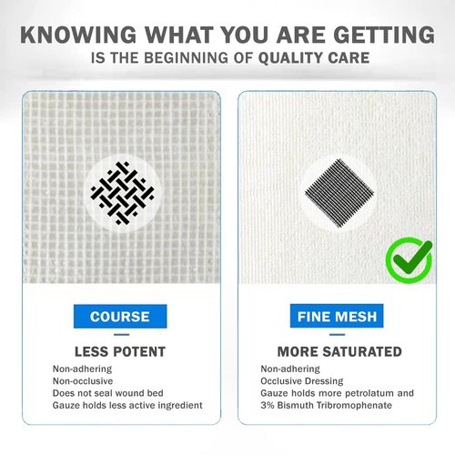 EVERLIT Xeroform Petrolatum Dressing | Sterile, Non-Adherent Occlusive Fine Mesh Gauze Pad | Non-Toxic, Gentle Patch for Burns, Laceration, Surgical Incisions & Skin Grafts (2" x 2" | Pack of 25)