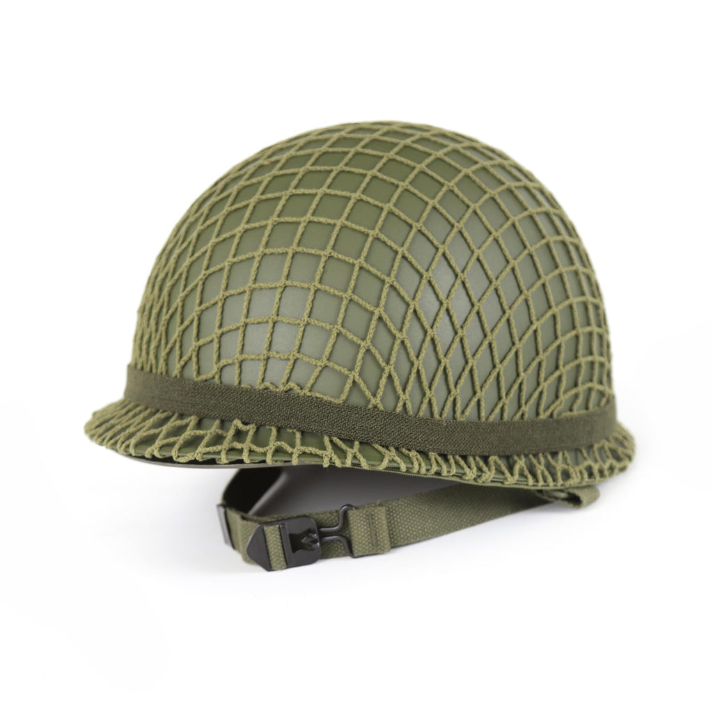 WW2 WWII US M1 Helmet Fixed Bale with Chin Strap WWII Style Double Shells Reproduction (Helmet)