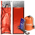 Wallaby 2-Pack Emergency Mylar Sleeping Bags with Nylon Pouches, Whistle Pull & Paracord with Carabiners, Free Survival Guide (Orange)