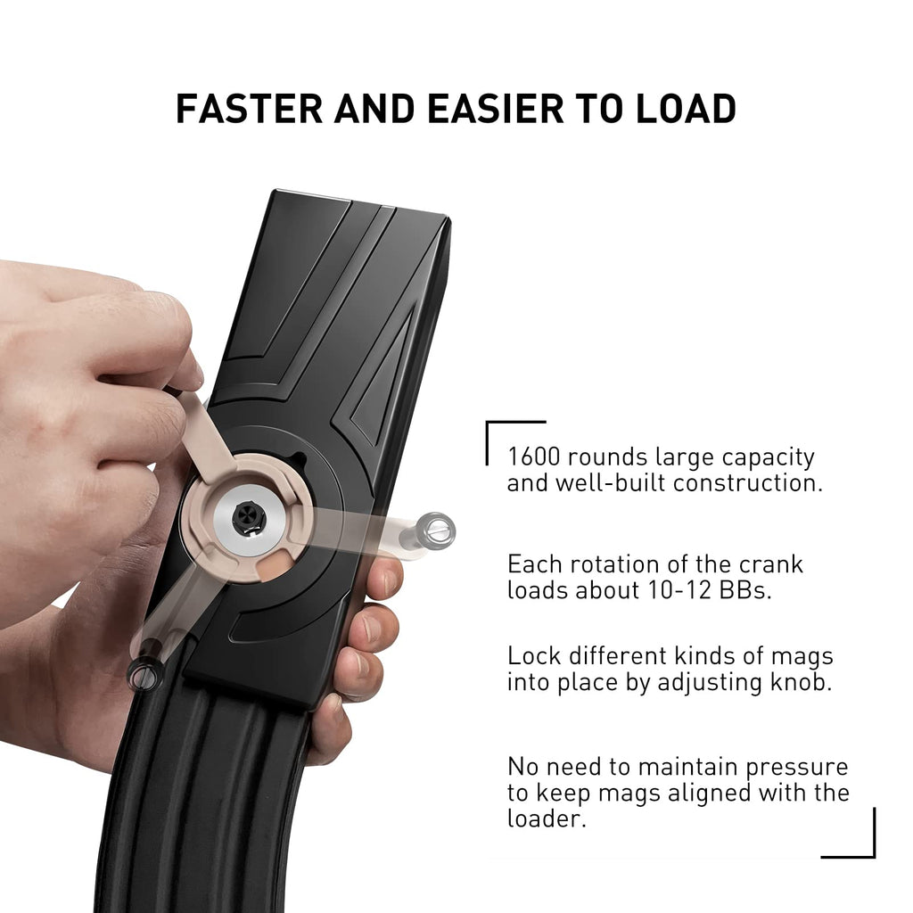 Ludex Universal 6mm Airsoft Speed Loader, Compatible for Most Mags of M4/M16/AK/MP5/G3/G36/Sterling/Famas/MP7/MK7 Series Airsoft AEG Rifles or SMGs,1600 Round Capacity Airsoft Magazines Speed Loader