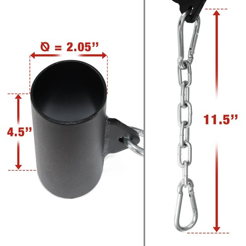 A2ZCARE Single Arm Landmine Handle and Eyelet Landmine Attachment with Chains - Fits 2-inch Olympic Bar - Suitable for Landmine Rows, Back Exercises and Strength Training (Eyelet)