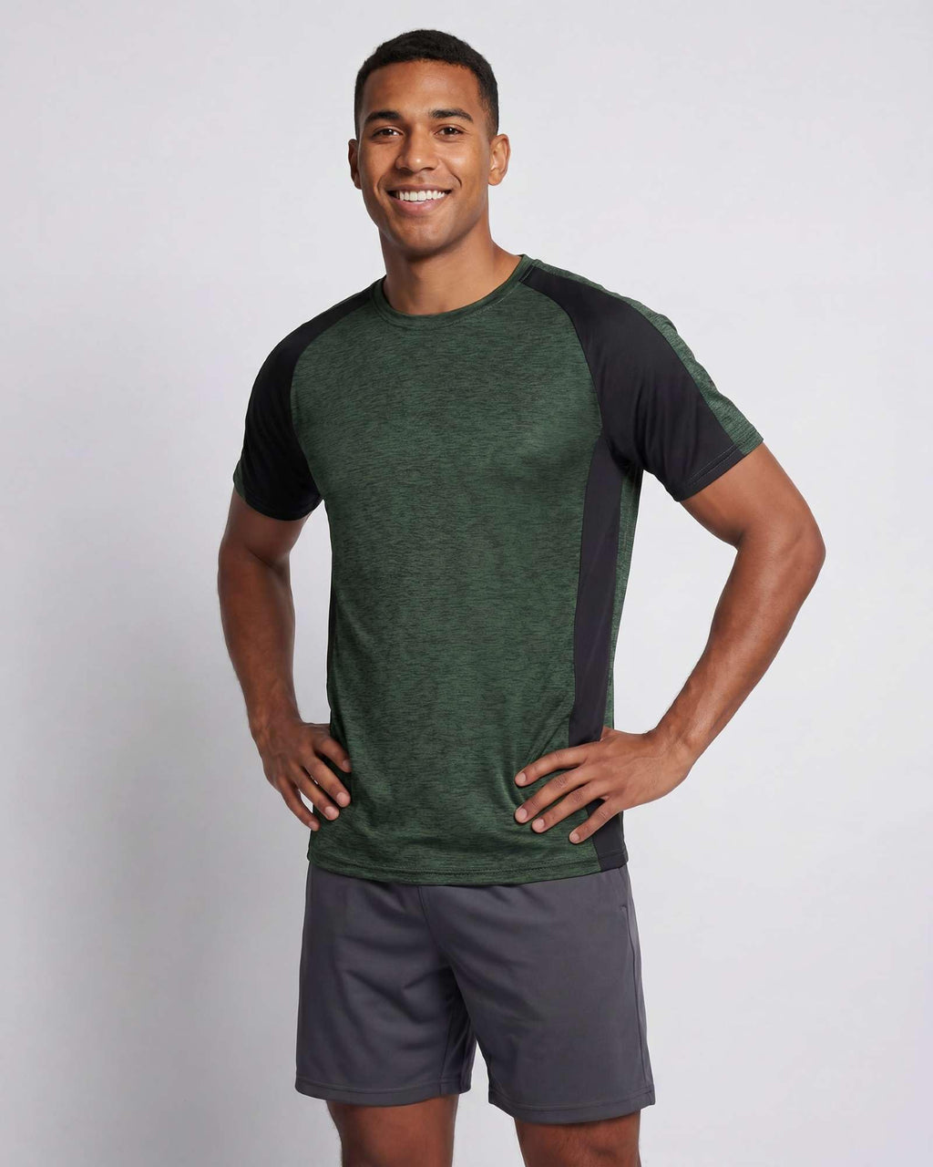Real Essentials 5 Pack: Men's Dry-Fit Short Sleeve Crew Neck T Shirts Fitness Running Gym Workout Cool Exercise Athletic Tee, Set 13, Small