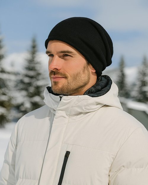 Zylioo XXL Lightweight Beanie for Big Heads, Soft Slouchy Sleep Cap, Large Thin Stretch Knit Hat for Day & Night Comfort Black