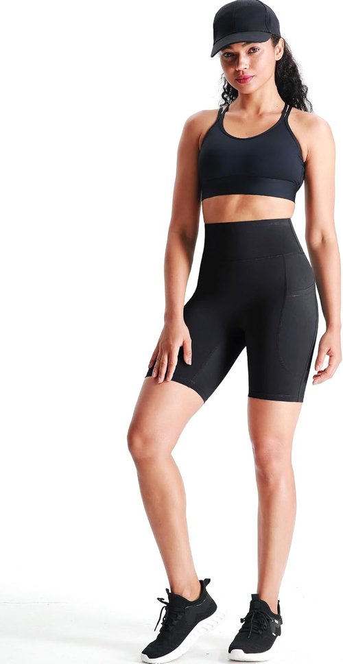 CADMUS High Waisted Workout Shorts - 3 Pack of 7.5" Biker Shorts with Pockets for Women